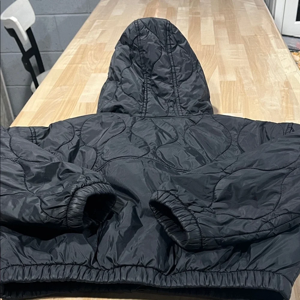 Old Navy cropped‎ jacket Kids Black Hooded Jacket girls size medium 8